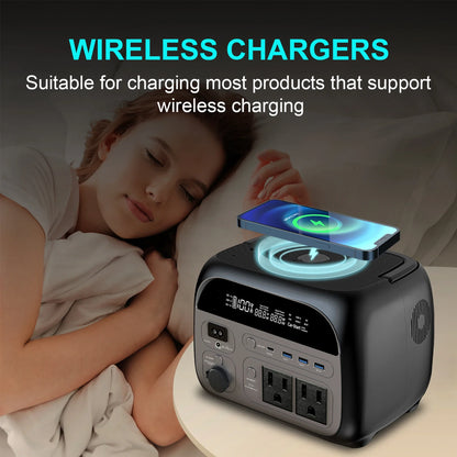 500w LiFePo4 Portable Power Station 345wh 108000mAh Camping Outdoor Solar Generator Batteries 220V 110V AC Output Power Bank RV
