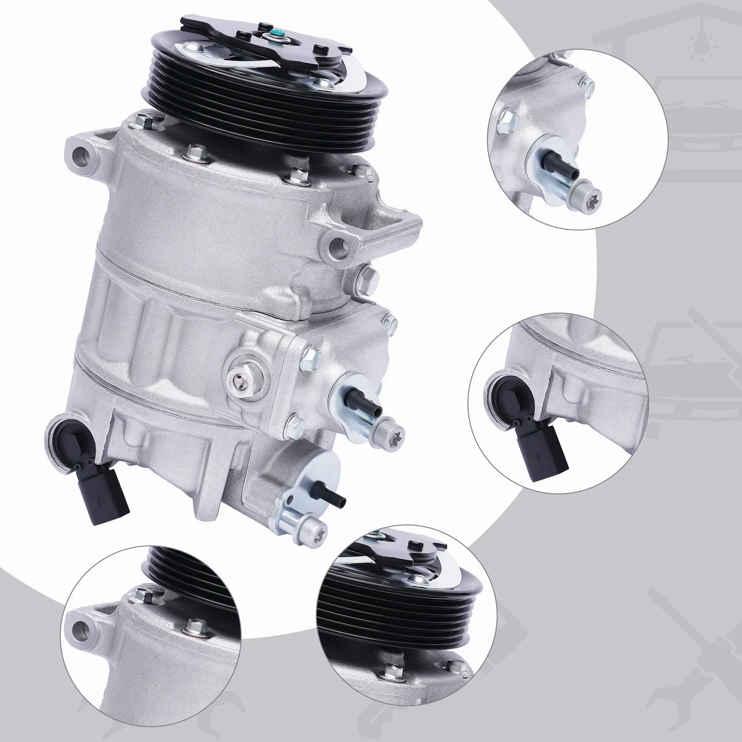 12V 125 Amps Air Conditioning Compressor AC Clutch Kit for Cars and Trucks Silver Energy-saving Air Conditioning Compressor