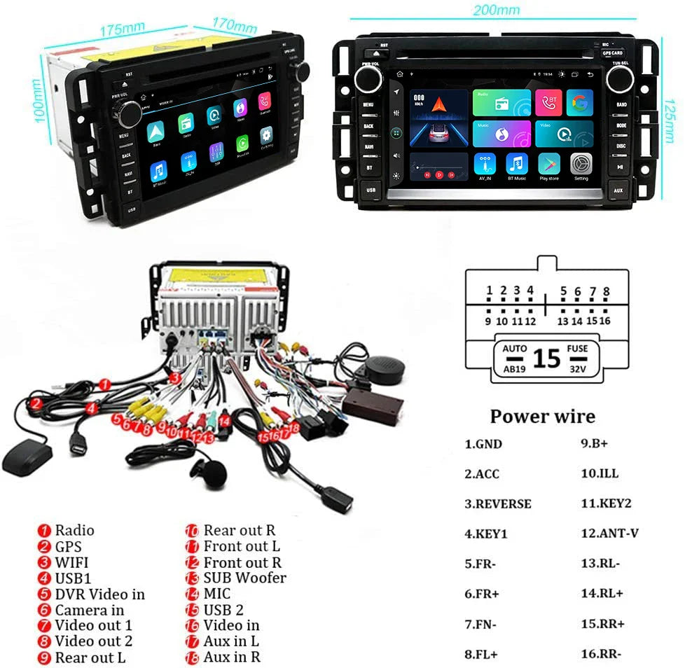 Car Stereo for GMC Acadia Savava Yukon Sierra/Chevy Silverado Tahoe Equinox/Buick Enclave,Android 13 Carplay Autoplay