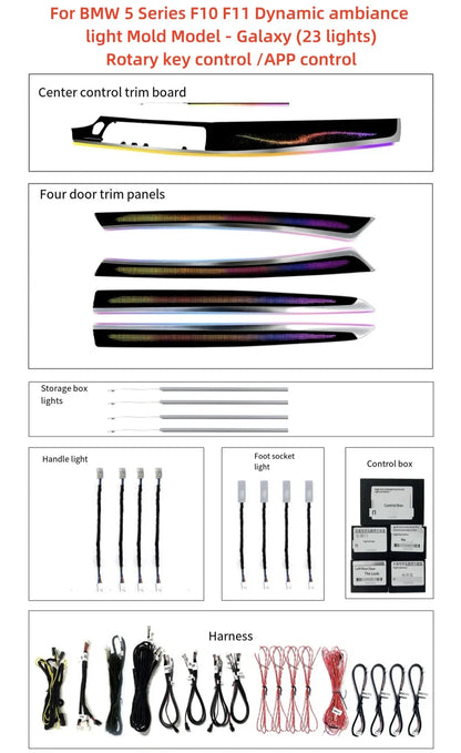 Suitable for BMW 5 Series F10 F11 Galaxy ambient light/dynamic light /LED ambient light 1:1 mold high quality decorative light