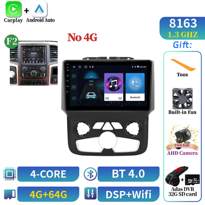 For Dodge RAM 1500 2500 2013-2019 Android 14 Multimedia Navigation Stereo Car Radio Wireless Carplay 2K QLED Head Unit Screen