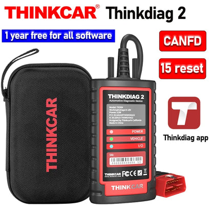 Thinkdiag2 All System Bidirectional Control OBD2 Diagnostic Scanner for iOS & Android, Bluetooth Scan Tool with CAN-FD Protocol,