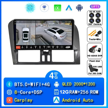 Android 15 Car Radio Wireless CarPlay Android Auto Radio For Volvo XC60 2007 2010 2013 2014 2017 4G Car Multimedia GPS Autoradio