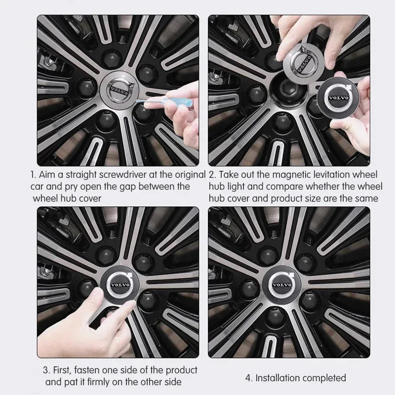 Hub Light Car Wheel Caps Light Center Cover Lighting Cap Floating Illumination LED auto For Volvo XC40 XC60 XC90 S60 V40 V50 V70
