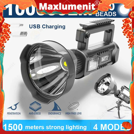 NEW P90 Portable Powerful LED Flashlight Handheld Searchlight USB Rechargeable Spotlight Waterproof Torch Work Light Outdoor power tools