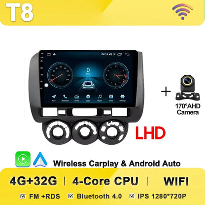 Android 14 Car Radio Multimedia Player For HONDA FIT JAZZ 2002 2003 - 2007 LHD RHD Carplay Autoradio GPS Navi 5G Wifi Bluetooth