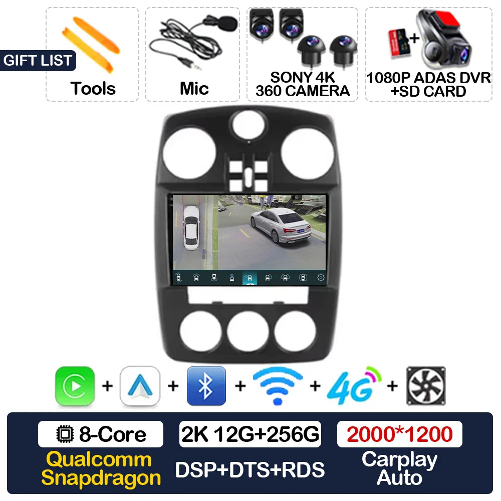 Android 15 Car Radio For Chrysler PT Cruiser 2000 - 2010 GPS NAVI BT 4G LTE 5G WIFI Multimedia Stereo Video Player Qualcomm 2DIN