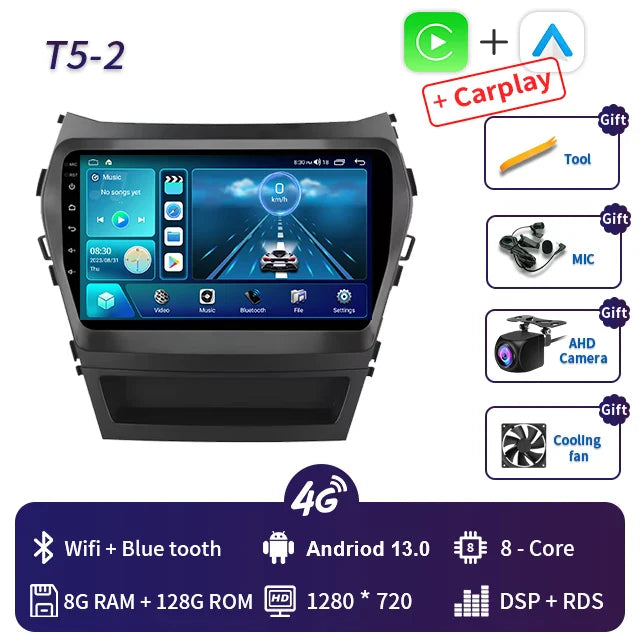 9 Inch 2 Din Android Car Radio for Hyundai IX45 Santa Fe 2013 2014 2015 2016 2017 Car Stereo Android Auto Carplay Navigation GPS