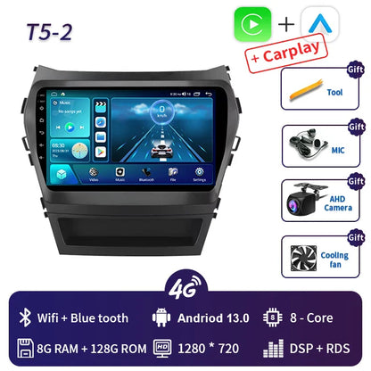 9 Inch 2 Din Android Car Radio for Hyundai IX45 Santa Fe 2013 2014 2015 2016 2017 Car Stereo Android Auto Carplay Navigation GPS