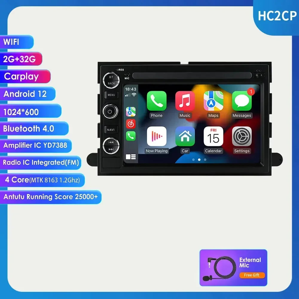 2Din AI Carplay Android Car Radio For Ford F150 F250 F350 Escape Explorer Edge E150 Mustang GPS Multimedia Player Octa Core 7862