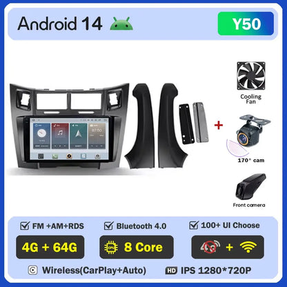 Car Radio Android 14 For Toyota Yaris 2 XP90 2005 - 2012 Auto Multimedia Stereo Dash Cam Screen GPS Head Unit Navigation DVD BT
