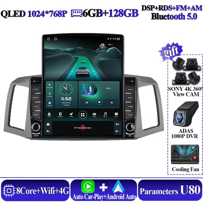 For JEEP Grand Cherokee WK 2004 2005 2006 2007 Tesla Type Car Radio Android 14 GPS Carplay Multimedia Player Navigation Stereo