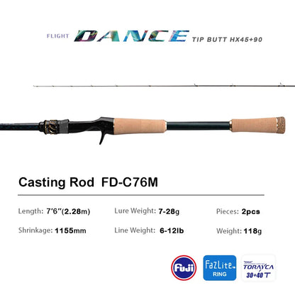 PURELURE DANCE S822H ML H Spinning Rod For Bass High Carbon Long Throwing Fishing Rod In FUJI Accessories, Plus Spinning Reel