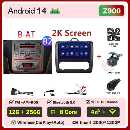 2din Android 14 Carplay Radio For ford focus 2 3 Mk2 Mk3 2004-2011 Automotive Car Multimedia GPS Autoradio 8 Core Wifi DSP BT