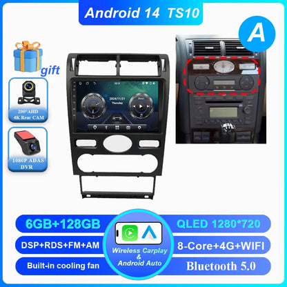 Android 14 Radio Stereo For Ford Mondeo MK 3 2000 2001 2002 2003 2004 2005-2007 Auto Multimedia Player GPS Navigation Bluetooth