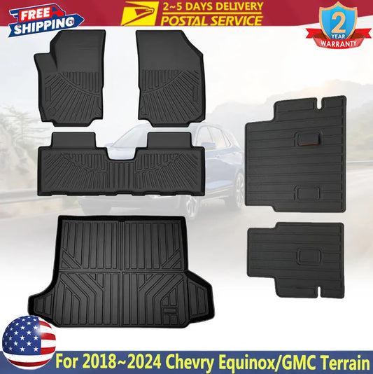 TPE Car Floor Mats & Rear Trunk Mat For Chevrolet Equinox GMC Terrain 2018~2024 All Weather Cargo Mats Floor Mats Trunk Liners