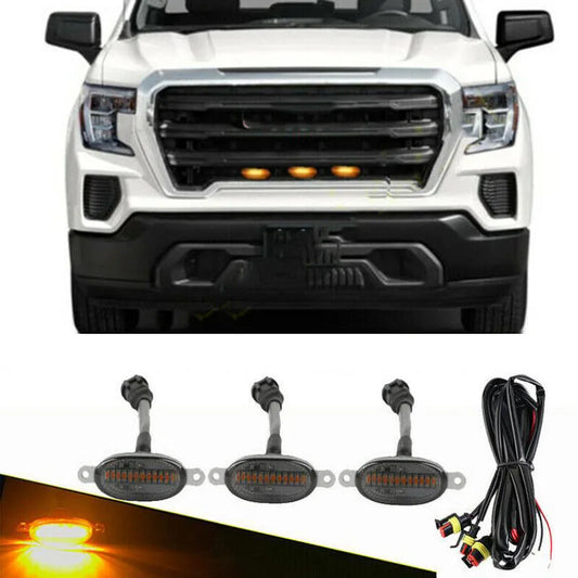 For GMC Sierra 1500 19-21 Front Grille LED Light Raptor Style Cover