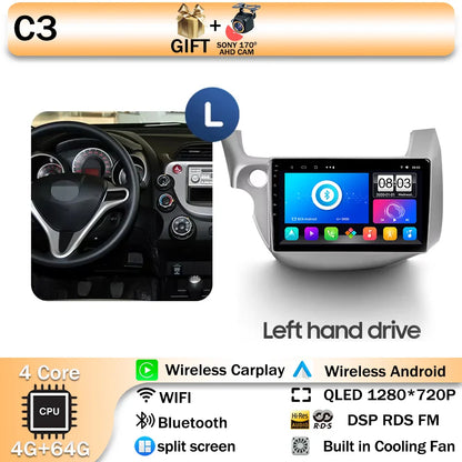 Android 14 For HONDA FIT JAZZ 2008 2009 2010 2011 2012 2013 Car Stereo Radio Multimedia Wireless Carplay Android Auto GPS 4G BT