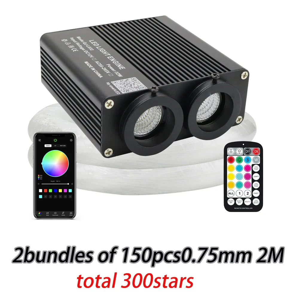 32W Dual color RGBW  Car Starry Sky Ceiling Light kit Car accessories Interior APP Music Car Roof Stars Fiber Optic Light