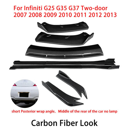 For Infiniti G25 G35 G37 Sedan 2007-2013 Car Front Bumper Splitter Diffuser Lip Protector Spoiler Side Skirts Rear Wrap Angle