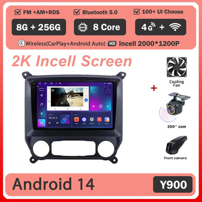 Android 14 Carplay Auto For Chevrolet Silverado 3 GMTK2 2014 2015 2016 2017 2018 Car Radio Multimedia Player Head Unit Screen