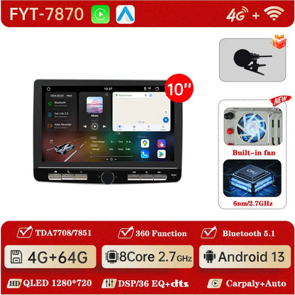UIS7870 Android 13 Universal Car Radio Carplay auto WIFI6 360 camera Multimedia Player GPS Navigation DSP DTS DVR Head Unit