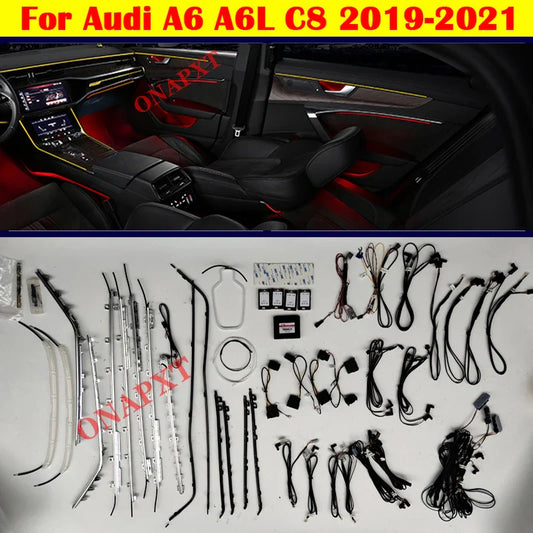 30 Colors For Audi A6 C8 MLB EVO 2019-2022 MMI Control Decorative Ambient Light LED Atmosphere Lamp illuminated Strip