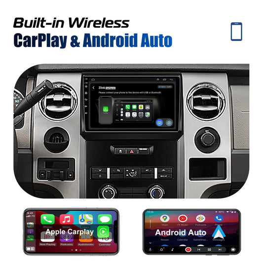 ESSGOO 9" Wireless Carplay Android 14 Auto Car Stereo Multimedia Player Radio GPS Nav Wifi BT USB FM SWC For Ford F150 2009-2014