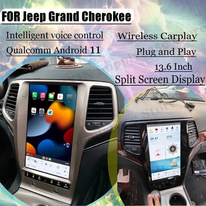 14.4 Inch Screen Qualcomm Android Auto Screen Player Head Unit For Jeep Grand Cherokee 2014~2024 GPS Navigation Radio Receiver