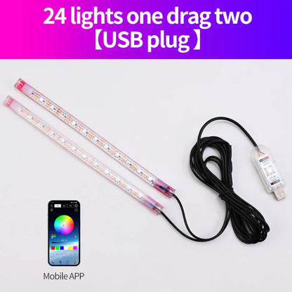 Car Footwell Atmosphere Strip LED Light APP Remote Control USB Lighting Music Sync Brightness Adjusted Freely Ambient Light 1pcs