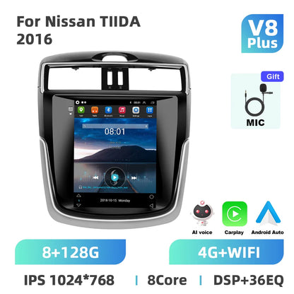 Podofo 8+128G 9.7''Car Radio For Nissan TIIDA 2016 Multimedia Player Carplay Android Auto 8Core WIFI&4G GPS Navigation Car Audio