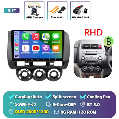 Android 14 For Honda Jazz 1 GD 2001 - 2008 Fit 2001-2009 2K QLED Stereo Car Radio Multimedia Video Player GPS 4G CarPlay