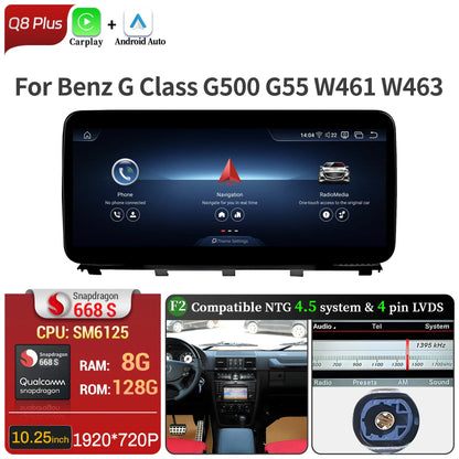 Car Radio For Mercedes Benz G Class G500 G55 W461 W463 2008-2015 Android 14 Wireless BT Carplay Snapdragon 680 Head Unit Screen