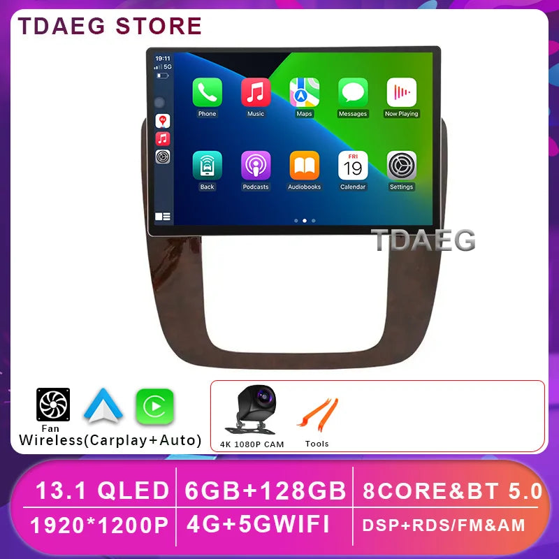 13INCH Android 14 For GMC Yukon Chevrolet Tahoe Suburban 2008 - 2012 Multimedia Video Player 4G WIFI Navigation GPS Carplay auto