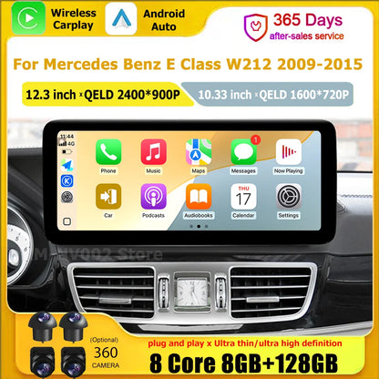 Car Radio Multimedia Android 14 For Mercedes Benz E Class W212 2009-2015 Auto Navigation GPS WIFI 4G Wireless CarPlay DSP Stereo