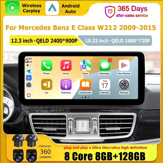 Car Radio Multimedia Android 14 For Mercedes Benz E Class W212 2009-2015 Auto Navigation GPS WIFI 4G Wireless CarPlay DSP Stereo