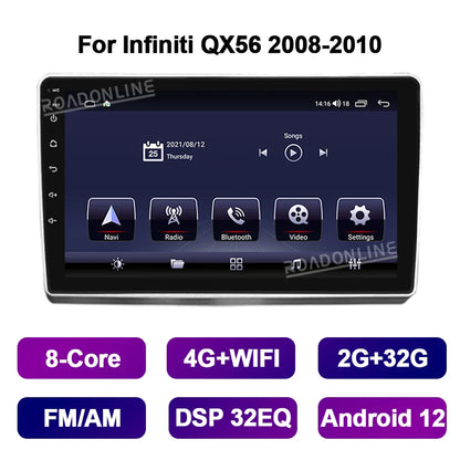 9 Inch Android 12 For Nissan Armada Infiniti QX56 QX 56 2008-2015 Car Multimedia Player GPS Stereo Radio Receiver 8-Core CarPlay