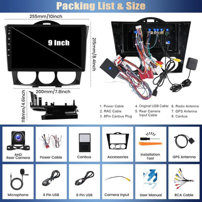 9Inch Car-play Car Stereo Radio GPS Navi Wifi Compatible for Mazda RX-8 2003-2008 Android 13