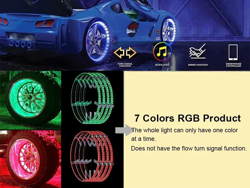 4Pcs Hub Light Wheel Led Car Modification Accessories Dream Colorful Auto SUV Styling Lamp with tune brake signal APP Remote 12V