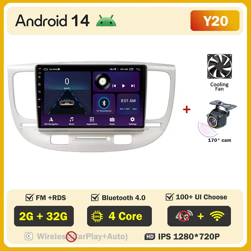 Android 2 din For Kia RIO 2 2005 - 2011 Car Radio Multimedia GPS Navigation Player Auto NO 2din DVD Screen Carplay Stereo WIFI