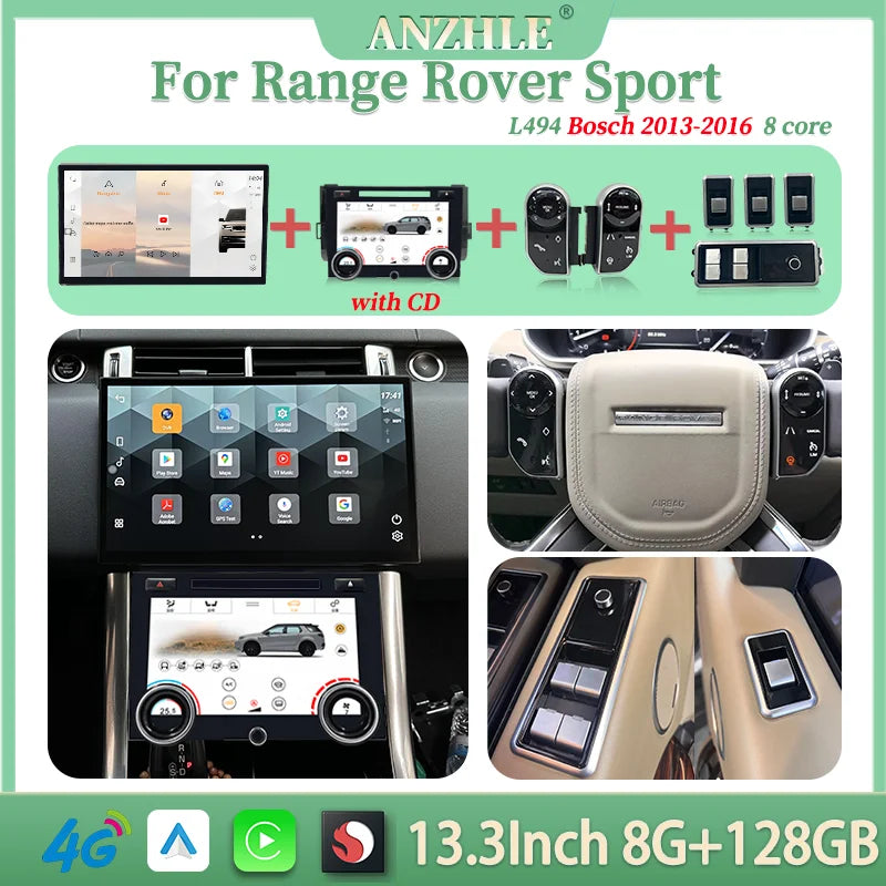 13"For Range Rover Sport L494 Android 13 Multimedia Player Car GPS Radio Wireless Carplay And Android Auto Original Car OEM Menu