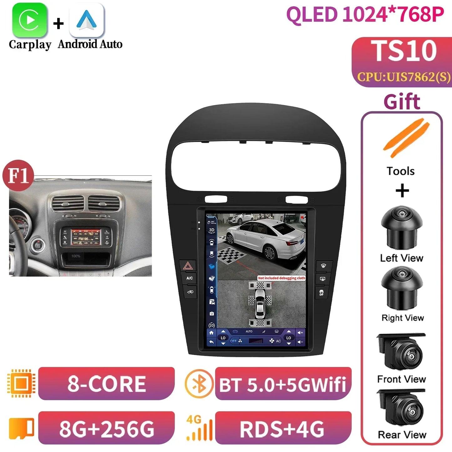 9.7inch Android 14 For Dodge Journey Fiat Freemont 2012-2014 Car Radio Multimedia Intelligent GPS Bluetooth Carplay Touch Screen