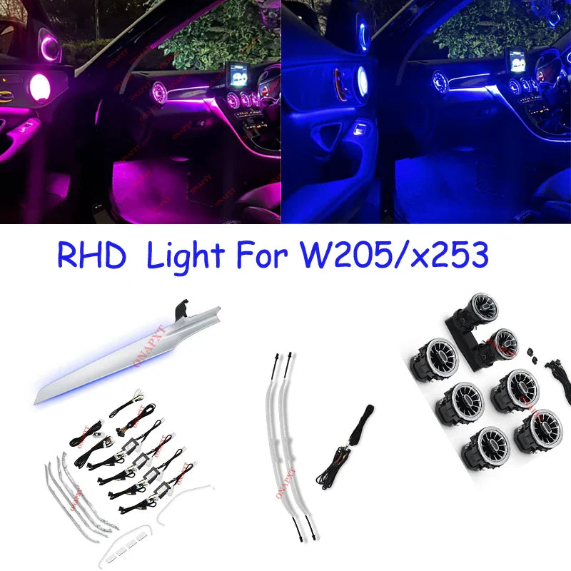 RHD AMbient Light For Benz C/GLC Coupe W205 X253 C43 C63 C200 C180 Decorative LED Strip Light 3D Tweeter Speaker Lamp