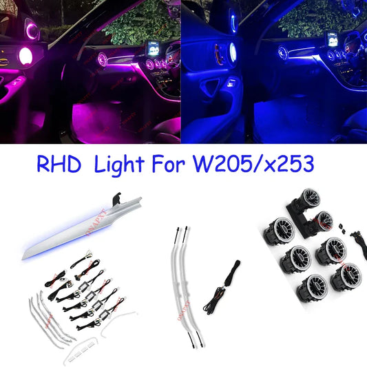 RHD AMbient Light For Benz C/GLC Coupe W205 X253 C43 C63 C200 C180 Decorative LED Strip Light 3D Tweeter Speaker Lamp