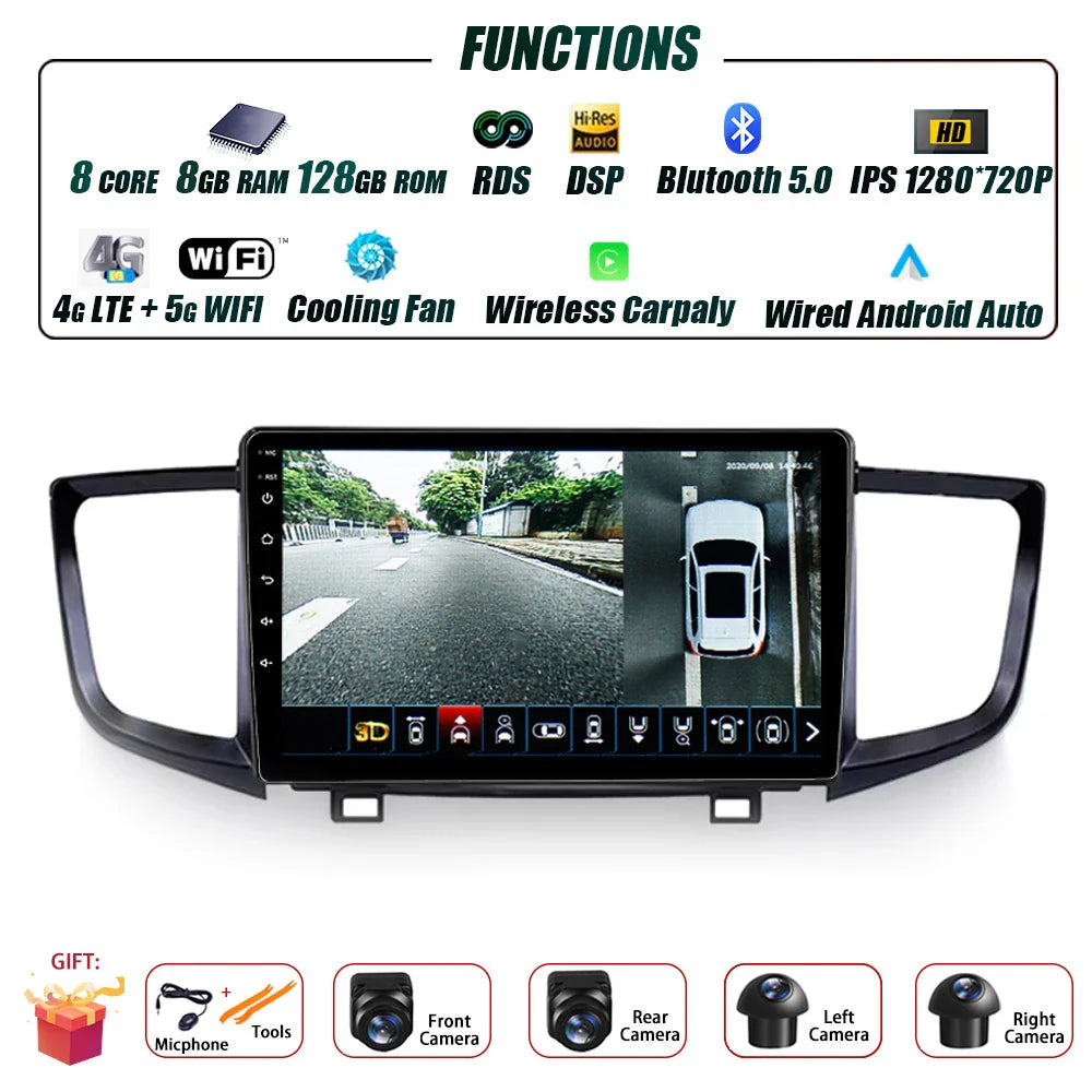Car Radio Carplay For Honda Pilot 2016 - 2019 GPS Navigation Android Auto Stereo Multimedia Player 5G Wifi Screen BT RDS