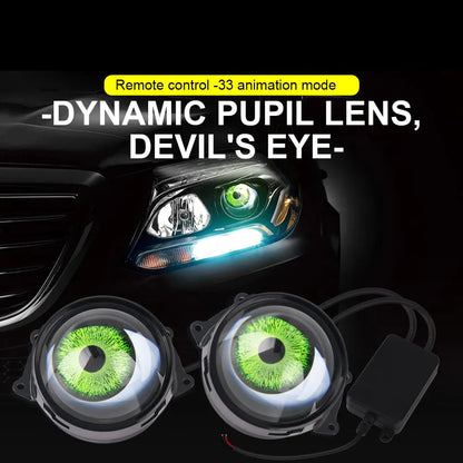 3 Inch Car Devil Eyes Lens Lights 12-36V Demon Red Eye Dynamic Headlight Assembly With Remote Control Auto Retrofit Accessorie