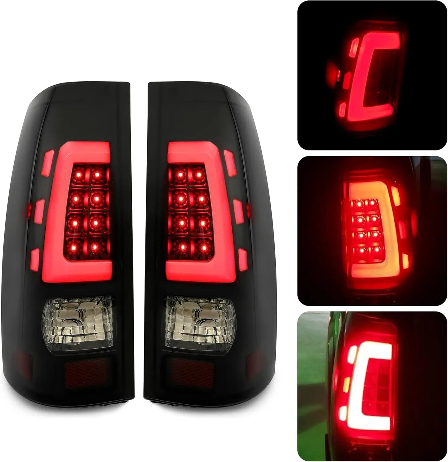 LED Tail Lights Assembly for Chevy Silverado Sierra 1999-2006 Smoked Lens GMC 1500 2500 3500 Truck Tail Lights Upgrade