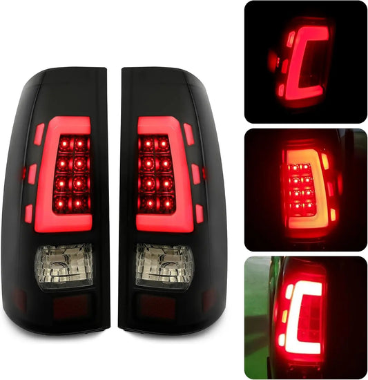 LED Tail Lights Assembly for Chevy Silverado Sierra 1999-2006 Smoked Lens GMC 1500 2500 3500 Truck Tail Lights Upgrade
