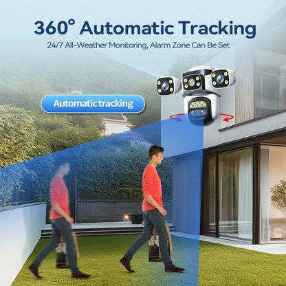 ANSVICAM 10K UHD WiFi6 20MP Outdoor Security Camera with 10X Zoom Four Screens Four Lenses PTZ Auto-Tracking Waterproof for CCTV power tools