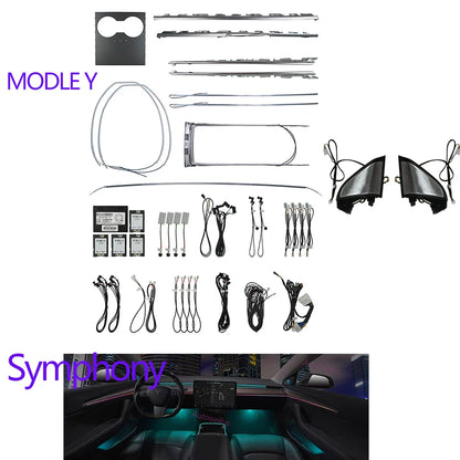 Laser engraving LED For Tesla Model 3 Y Interior Car Ambient Light Center Console Dashboard Panel Control LED Strip Lights